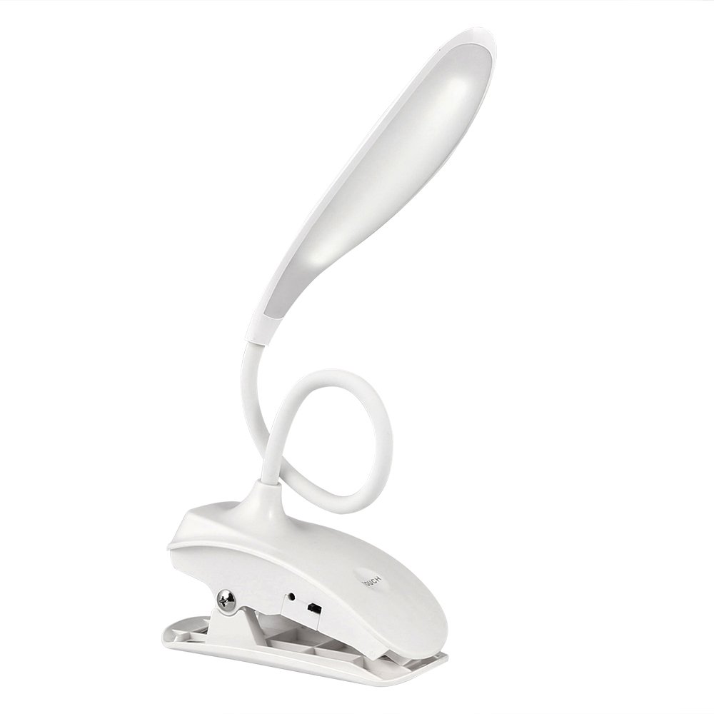 Lámpara de Escritorio LED con Pinza, LED Lámpara USB Etmury Pinza Plegable Regulable y Táctil Luz de Mesa, Lámpara de Escritorio Luz LED Regulable - Blanco [Clase de eficiencia energética A++]
