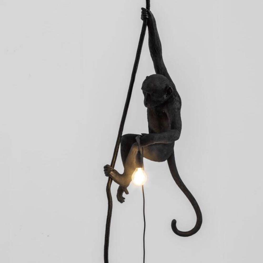 LYABANG Statues Monkey Lamp With Rope - Ceiling Light - With Ceiling Mounting Monkey Ceiling Lamp, Acrylic Monkey Hemp Rope LED Chandelier - Size: W 35 Cm * H 72 Cm * E 35 Cm