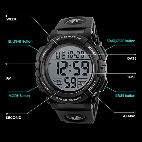 CIVO Mens Digital Sports Military Watches Big Numbers 50M Waterproof