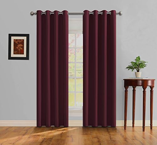 Ifblue Solid Thermal Blackout Curtains | Energy-Efficient, Thermally Insulated Drapes with Metal Grommet Rings | Machine Washable Microfiber 52" x 84" Room Darkening Drapery (Burgundy, 2 Panels)