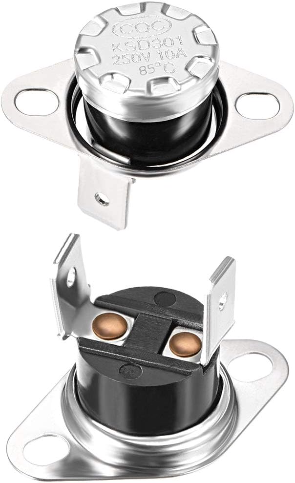 uxcell KSD301 Thermostat 85&deg;C/185&deg;F 10A Normally Closed N.C Adjust Snap Disc Limit Control Switch Microwave Thermostat Thermal Switch 2pcs