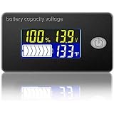 Battery Capacity Voltage Meter 0-179℉ Temperature Monitor 12V 24V 36V 48V Lead Acid Battery Lithium Battery Gauge Meter (12V)