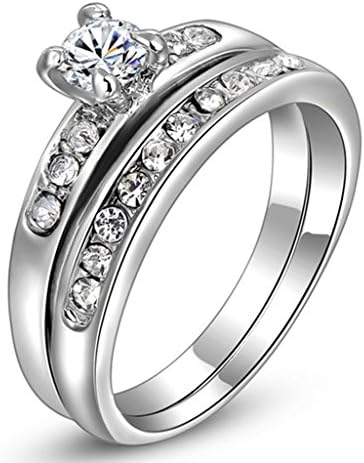 TIDOO Jewelry Fashion Exquisite Platinum Gold Plated Bridal Sets 2IN1 Ring With Cubic Zirconia Trendy Jewelrys For Women Hot Best Gift For Lover Party Wedding Band Anniversary Engagement Valentine's Day Christmas