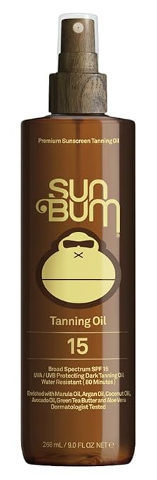 Sun Bum Moisturizing Tanning Oil, SPF 15, 9 oz Bottle, 1 Count, Broad Spectrum UVA/UVB Protection, Coconut Oil, Aloe Vera, Hypoallergenic, Paraben Free, Gluten Free, Vegan