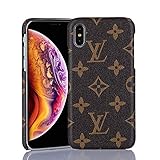 iPhone Xs MAX Case Elegant Luxury PU Leather Monogram Pattern Classic Style Cover Case for Apple iPhone Xs MAX (Large Logo)