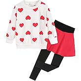 Little Girls Clothing Heart Print Outfit for Kids 2Pcs Pant Set Toddler Long Sleeve Sweatshirt Tops and Leggings Skirt