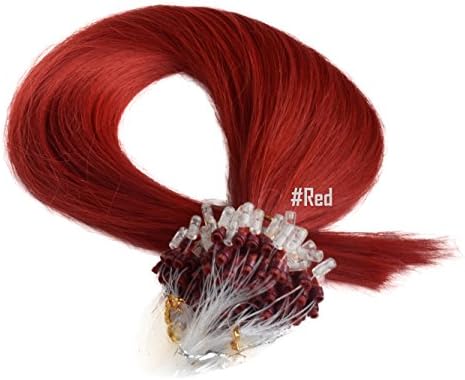 18" Micro Loop Ring Remy Human Hair Extensions-#Red-0.8g*20 strands-Grade AAA-REMY HAIR