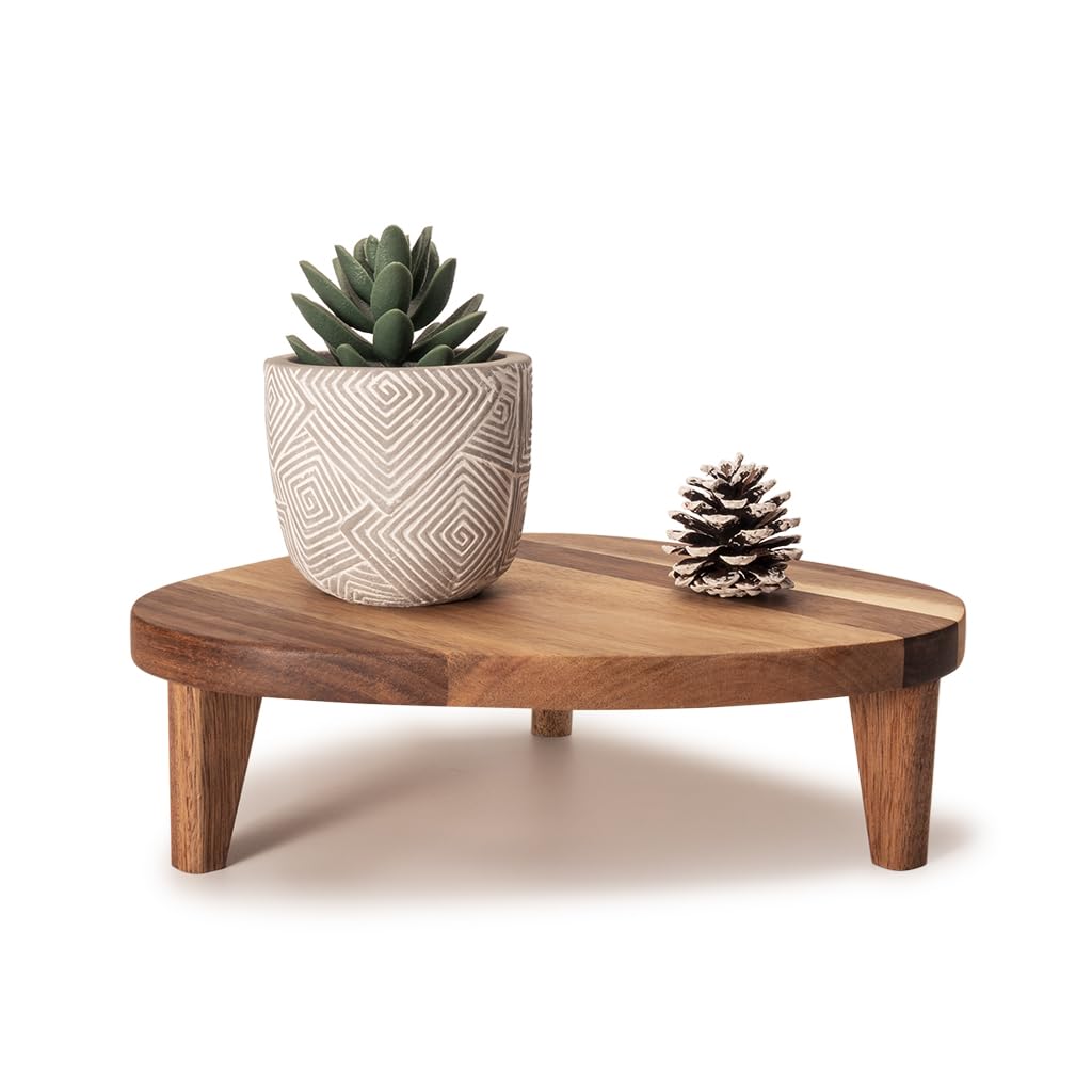 Photo 1 of Acacia Wood Corner Pedestal Stand Triangle Decorative Farmhouse Wood Riser for Display Wooden Stand Soap Tray Candle Plant Holder Kitchen Bathroom Coffee Bar Counter Organizer