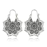 Zronji Women Fashion Party Casual Geometric Hollow Silver Bohemia Hoop Earrings Hoop
