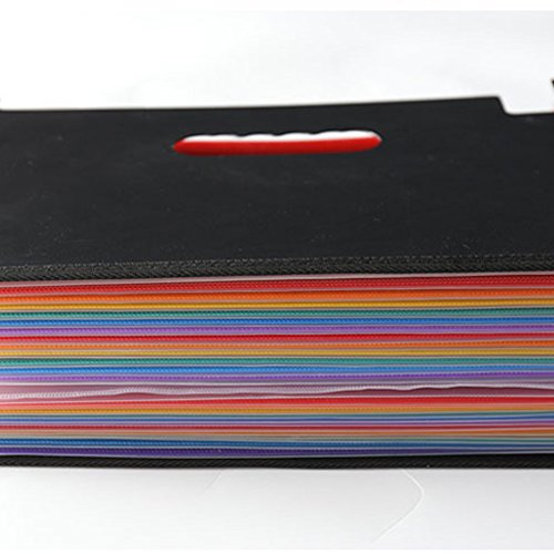 Accordion Folders Expanding Files Box - 24 Pocket Accordian File Organizer Plastic Stand A4 File Organizer Bag and Labels Poly Expandin File