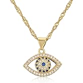 KNOWTODAY Evil Eye Necklace for Women14K Gold Plated Charm Cubic Zirconia Evil Eye Pendant Gold Necklaces Layered Jewelry Gifts