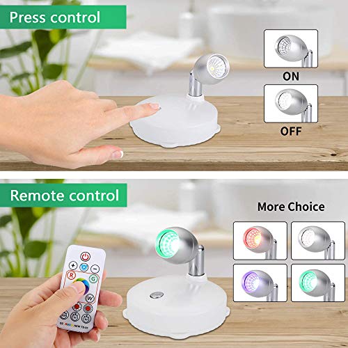 RGB Wireless LED Spotlight, Battery Operated Accent Lights, Indoor Mini