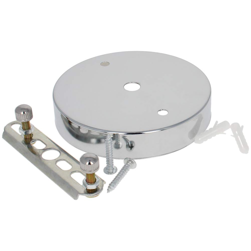 Othmro Pendant Light Fitting, Ceiling Rose Light Holder 3.94"/10cm Dia, Ceiling Pendant Plate Holder for Hanging Lamps and Lanterns - Chrome 1pc
