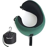 C CUSHION LAB Travel Pillow, Award-Winning Patented Ergonomic Design for Chin & Neck Support Memory Foam Neck Pillow, Compact Airplane Pillow for Traveling, Flight, Car (Hunter Green, Medium)