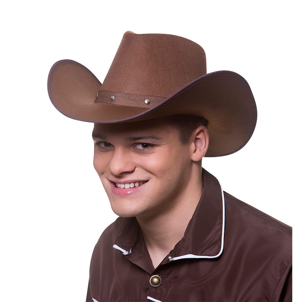 Wicked Costumes Adult Dark Brown Cowboy Hat – Texan Western Fancy Dress Party Hat – One Size (Ages 14+)