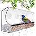 Deluxe Clear Window Bird Feeder, Large Wild Birdfeeder with Drain Holes, Removable Tray, Super Strong Suction Cups, Transparent Viewing, Covered, High Seed Capacity, Rubber Perch primary