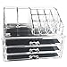 Makeup Organizer Jewelry Acrylic Case | For Lipstick Nail Polish Brushes Cosmetic Beauty Products | 3 Drawers Storage Display Box Holder By Clear Acrylics