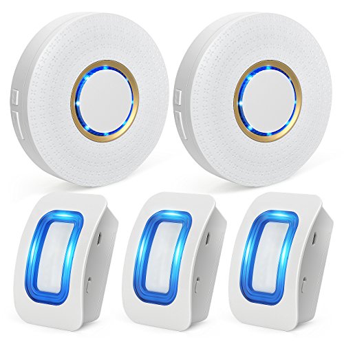 Wireless Home Security Driveway Alarm, 2 Plug-in Receivers and 3 PIR Motion Sensor Detectors Weatherproof Alert System Kits,Operating Range Up to 500 feet,52 Chimes,4 Volume Levels
