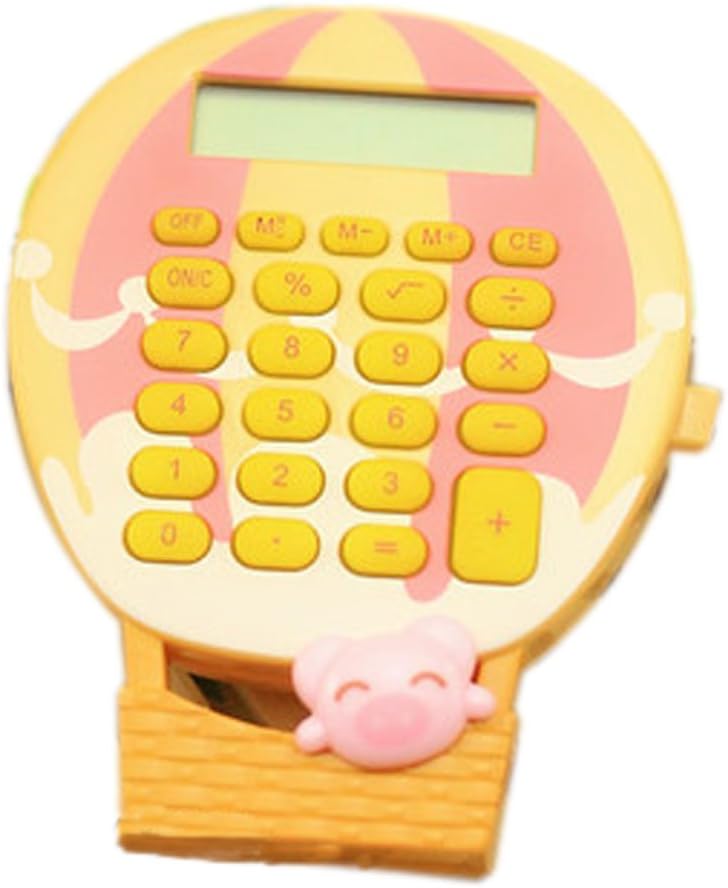 8 Digits LCD Display Ballon Shape Business Mini Calculator, Pink and Yellow