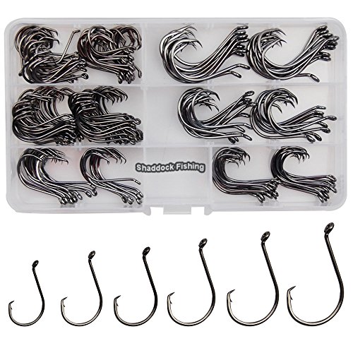 Shaddock Fishing  ® 180pcs/box 7384 2X Strong Custom Offset Sport Circle Hooks Sharp Black High Car