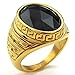 KONOV Mens Crystal Stainless Steel Ring, Classic Oval, Black, Size 10