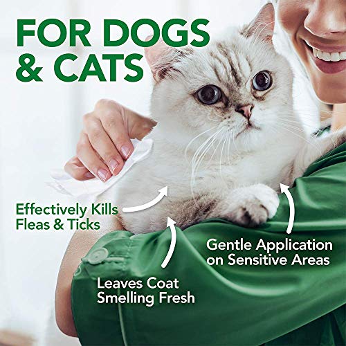Vet's Best Flea and Tick Wipes for Dogs and Cats | Targeted Flea & Tick Application | Multi-Purpose Flea Treatment for Dogs and Cats | 50 Wipes