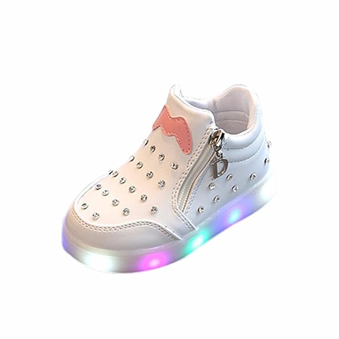 Doublehero Babyschuhe 1-6 Jahre Unisex Baby Junge Mädchen Zip Kristall LED Leuchten Leuchtende Turnschuhe Schuhe, Kinder Spor