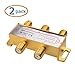 Cable Matters 2-Pack 2.4 Ghz 4 Way Coaxial Cable Splitter for STB TV, Antenna and MoCA Network - All Port Power Passing - Gold Plated and Corrosion Resistant