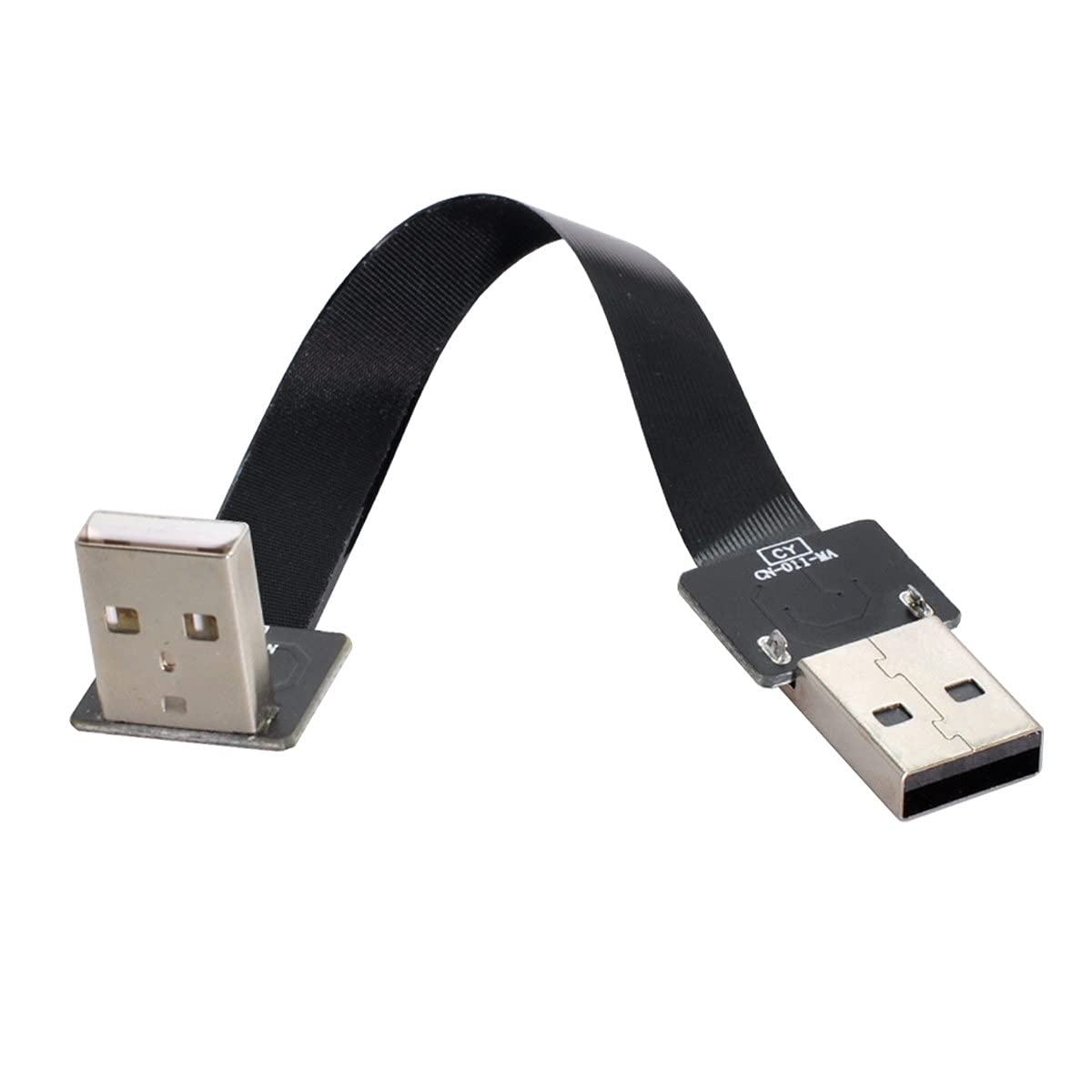cablecc USB 2.0 Type-A Male to Type-A Male Data Flat Slim FPC Cable Down Angled 90 Degree for FPV & Disk & Scanner & Printer 100CM