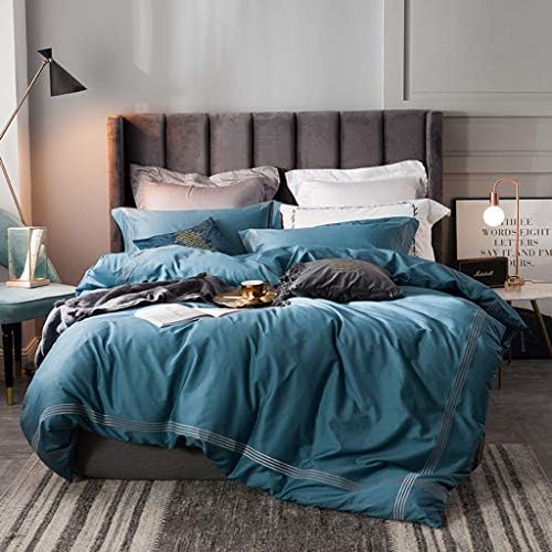 JHLD Duvet Cover Set 4 Piece set Bedding Sets, Light 100% Cotton embroidery Ultra Silky Zipper Closure-4-220 * 240CM