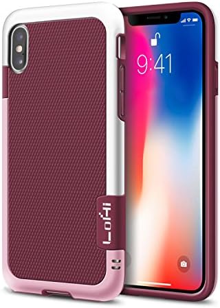 iPhone X Case, LoHi [Extra Front Raised Lip] Hybrid Impact 3 Color Shockproof Rugged Case Soft TPU &amp; Hard PC Bumper Anti-Slip - Red