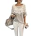 Genluna Lady Lace Cape Collar Cutout Crochet Batwing Sleeve Tops Blouse