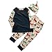 Baby Boys Christmas Deer Long Sleeve T-Shirt and Pants Outfit with Hat (70(0-6M), Dark Green)