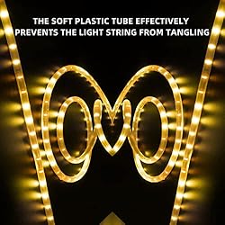 LIGHTNUM Battery Rope Lights 40Ft 120 LED Rope