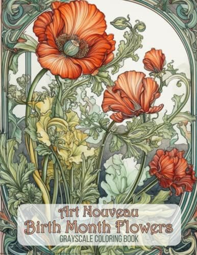 Whimsical Gardens 50 Exotic Flowers in Art Nouveau Grayscale