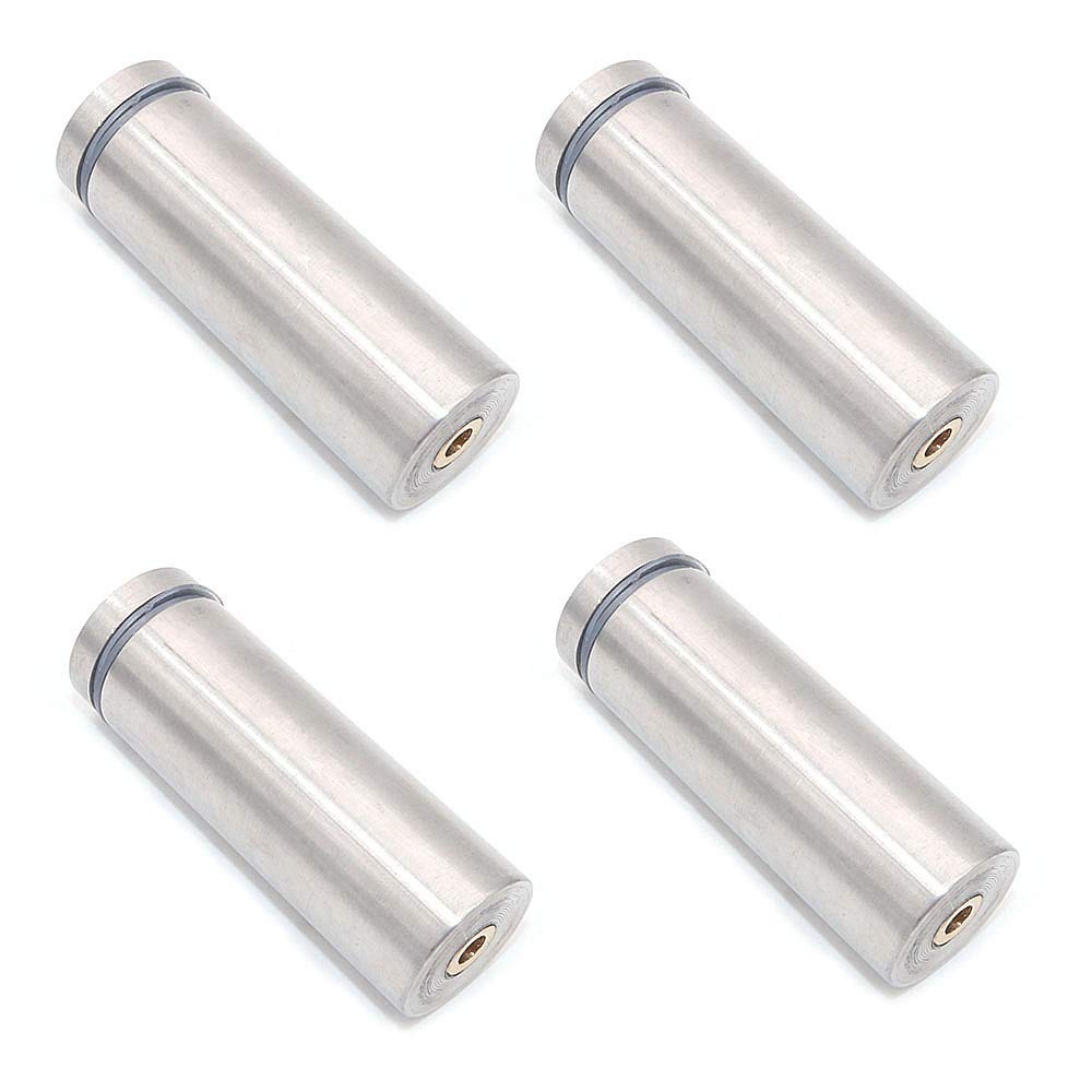 NUZAMAS Set of 4 Solid Stainless Steel Standoff Signs, 25mm x 70mm Sign Holders, for House Numbers, Signs, Logo, Acrylic,Glass,PVC,Glass Panel,Wood