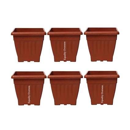 EQUALITY OVERSEAS Gardening Flower Pots Round Garden Plastic Planters in Terracotta Color Plant 6 Inch Container (6)
