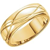 Sonia Jewels Solid 14k Yellow Gold 8mm Grooved Wedding Band Ring Comfort Fit - Size 8