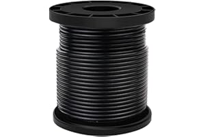 FOLUXING 100Ft Black Wire Rope Cable,1/16 Inch Coated to 3/32 Inch,Stainless Steel for String Lights Hanging Kit,Outdoor Light Guide Wire, DIY Balustrades Clothesline