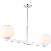 Savoy House M100124CH Meridian Modern White Strie Glass Linear Chandelier, 2-Light 120 Total Watts, 12" H x 8" W, Chrome