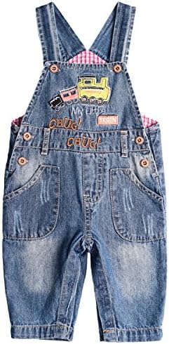 ZL MAGIC Baby&amp;Little Boys/Girls Denim Bib Overalls Soft Embroidered Cartoon Infant Jumpsuits