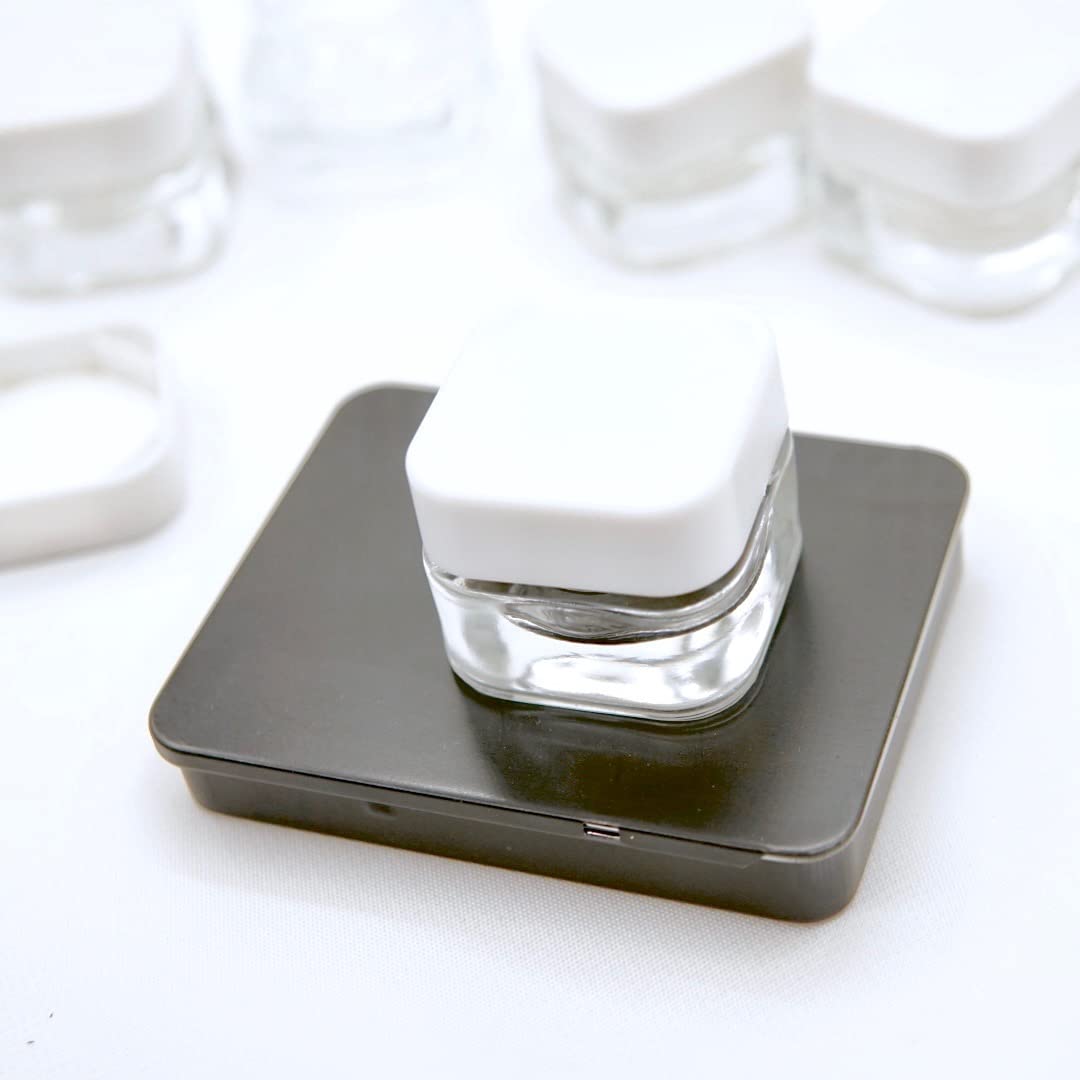 Photo 1 of Child Proof 15ml Square jar Glass Containers (40 Pack) Cube Jar | CannaAroma (White Lid)