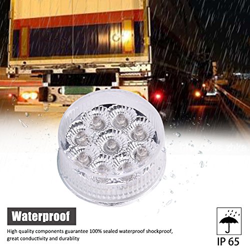 Catinbow 10 X LED Side Marker Light Amber/Clear Lens 2 Inch 9LED Round Trailer Marker Light for Truck RV Light
