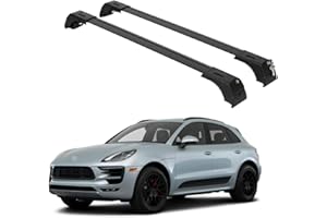 ERKUL Roof Rack Cross Bars for Porsche Macan 2014-2026 | Aluminum Crossbars with Anti Theft Lock for Rooftop | Compatible with Flush Rails - Black