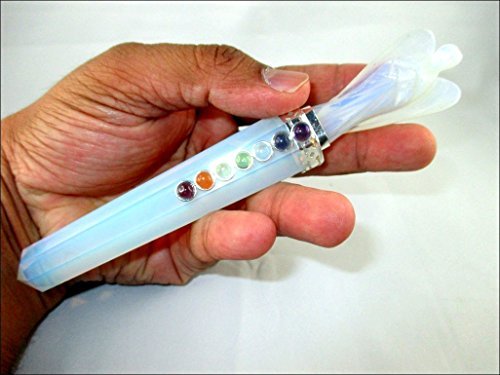 Jet Opalite Angel Chakra Wand Stick Approx. 6.5 inch Energized Charged Cleansed Programmed Pure Genuine Stick Free Booklet Jet International Crystal Therapy Balancing Energy Reiki