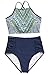 CUPSHE Women's Riddle Story Print Bikini Set Tie Back High Waisted Swimwear
