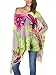 DJT Women's Floral Printed Chiffon Caftan Poncho Tunic Top One Size Green-2