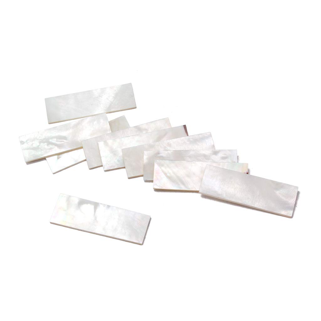 Alnicov 10Pcs Inlay Material White Mother of Pearl Shell Blanks Sheet for Guitar Fingerboard Parts 36x12x1mm