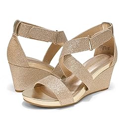 DREAM PAIRS Women's Elastic Ankle Strap Wedge