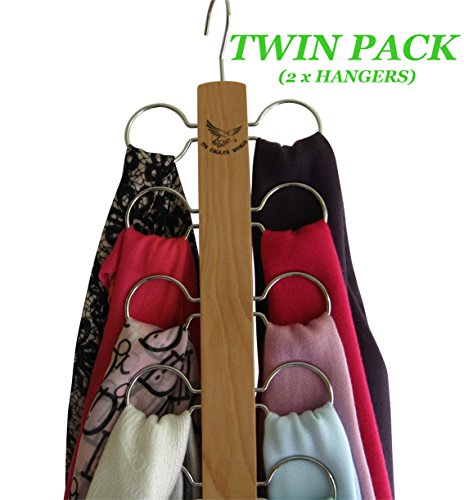Scarf Hanger Organizer Holder-Ladies Closet Scarf Hanger-Double Pack-Scarf Holder Over the Door-Loop Scarf Display